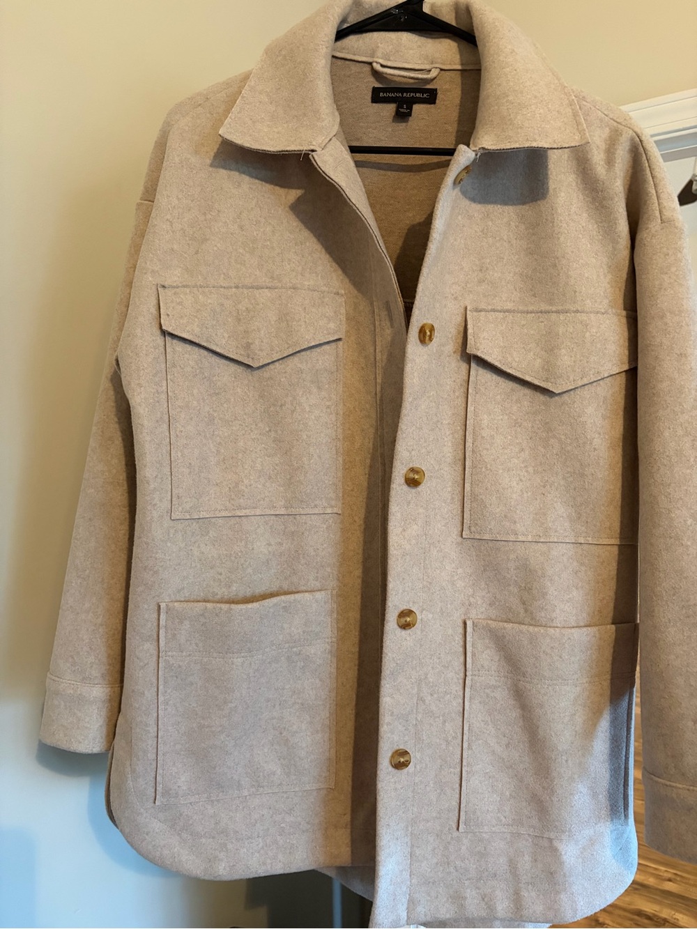 Banana Republic Men's Tan Wool-Blend Shirt Jacket